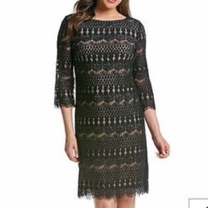 Jessica Howard Black Lace Long Sleeve Dress 16W